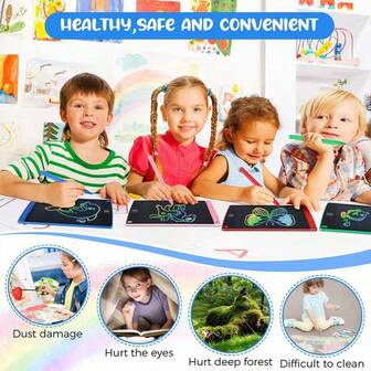8.5-Inch LCD Writing Tablet, Large Color Screen, Eye-Friendly, One-Key Clear, Sensitive Pressure, Simulate Paper Writing Experience. Flexible LCD Screen, No Blue Light, No Radiation, Protect Children's Vision. Waterproof & Shockproof Design, Durable For Kids' Doodle, Drawing, Writing And Early Education Learning