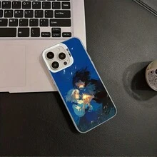 SamsungIn "", Howl y Sophie, con Howl inclinado y Sophie sosteniendo una llama mágica, crean una atmósfera romántica y de ensueño en el contexto de un cielo nocturno azul profundo.Funda de Teléfono de Cobertura Completa Funda Protectora Adecuada para iPhone 11/12/13/14/15/16 Serie Pro Max Funda Protectora, Regalo de Cumpleaños de Pareja Navidad San Valentín - Negro - Ver 2
