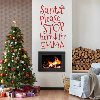 34.6x57cm Santa Claus, Please Stop Here Funny Christmas Decorative Sticker