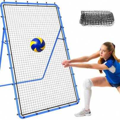GCCSJ Volleyball Rebounder Net,Practice Bounce Back Net,Adjustable Training Net,7x4 FT Volleyball Rebounder Net - 5-Angle Adjustable Practice Trainer With Target Strips & Carrying Bag | Multi-Sport Training Net For Tennis, Baseball, Lacrosse & Softball | Professional Bounce Back Net For Solo Drills