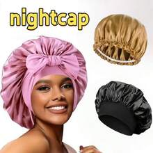 丝绸睡帽，缎面发帽，酒店客人使用，柔软弹力丝绸睡帽，卷曲丝绸发带，家居浴室装饰夏季发帽，围巾，丝绸帽，丝绸帽，防水浴帽，保暖，防水，防风，适用于沐浴，睡觉，烹饪，运动 - 彩色 - 查看 9