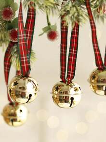 6pcs Gold Christmas Bells,DIY Christmas Tree Ornaments,Santa Sleigh Bells Christmas Tree Decorations Xmas Party Gifts Favors Home Decor Christmas Decorations Room Decor Winter Christmas Decorations Home Christmas Gifts Christmas Decor - Gold - View 5