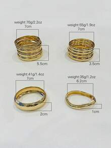 Bộ 12/15/6/4/1 chiếc vòng tay vàng, vòng tay bản rộng, vòng tay dày, bộ vòng tay, vòng tay nữ, quà tặng cho nữ. - Vàng - Xem 7