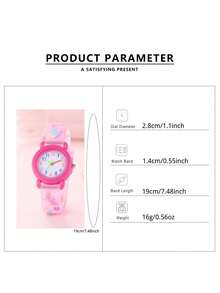 1 chiếc đồng hồ thạch anh trẻ em họa tiết bướm mật hoa 3D thời trang mới, quà tặng ngày thiếu nhi. - Màu Hồng Tươi - Xem 3