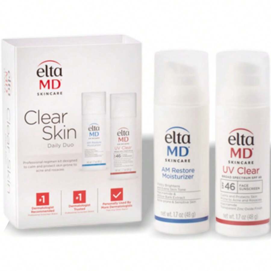 EltaMD 净肤日常双效套装 2 件装（晨间修护保湿霜 48 克 + 防晒霜 48 克）礼盒装，每盒 48 克，无油配方，蕴含玻尿酸，深层补水保湿，质地轻盈，适合敏感肌肤。送给女朋友、妻子、母亲、朋友、男朋友、丈夫、父亲、兄弟，生日、毕业派对、旅行、露营、户外活动、校园旅行、节日、周年纪念、办公室、冬季、圣诞节等特殊场合的理想之选。 - 彩色 - 查看 1