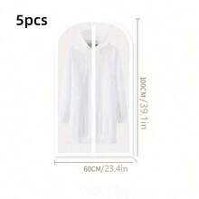 1-5 piezas Funda protectora transparente y gruesa de PEVA lavable, Funda para traje/chaqueta, Bolsa colgante antipolvo, Funda para vestido de novia, Bolsa colgante de almacenamiento para armario - Multicolor - Ver 18