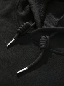 Sudadera con Capucha Estampada de Moda para Hombres - Negro - Ver 4