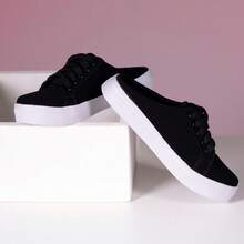 Women's Mule Sneakers With Laces - Back Opening (Heel) Easy To Put On - Comfortable, Light And Stylish - Black - View 2