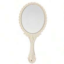 1个复古手持化妆镜 - 花卉蚀刻电镀化妆镜，复古欧式图案手持旅行镜，可放置于钱包或梳妆台上