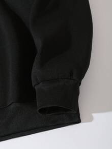 男士休闲百搭扑克元素印花米色圆领运动衫 - 黑色 - 查看 7