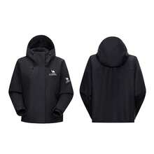 CAMEL CROWN Jaket Pendek Luar Ruangan Wanita Satu Lapisan, Tahan Angin & Air, Jaket Hiking Berkerudung Warna Kontras, Musim Gugur/Dingin - Hantu Hitam - View 4
