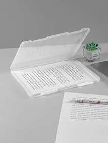 1pc Minimalist Desktop File Storage Box, Transparent Plastic Bill Organizer Box, Minimalist Desktop A4/A5 Paper File Box, Plastic Document Storage Box, School/Home Test Paper Organizer - Multicolor - View 4