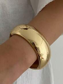 1pc/3pcs Set Vintage Exaggerated Bohemian Thick Wide Acrylic Bangle Bracelet, Stainless Steel Gold Jewelry, Luxurious Casual Party Women Couples Wedding Holiday Fashion Versatile Stainless Steel Bracelet Jewelry Gift (Bracelet Material And Color Subject To Actual Item)