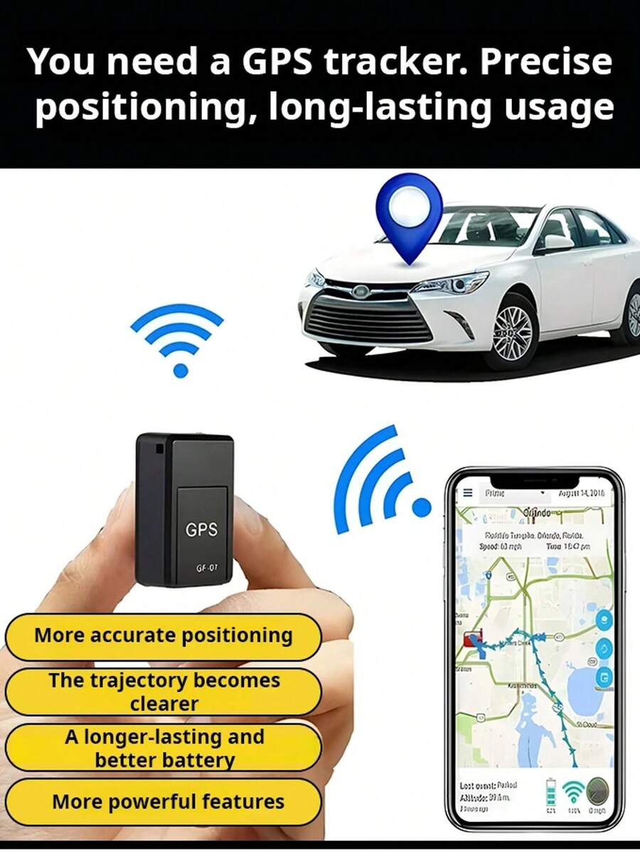 磁性迷你 GPS 定位器,具有实时更新、地理围栏、低电量警报功能 - USB 可充电锂电池 400-1.0mAh,用于车辆安全保障 - 彩色 - 查看 1