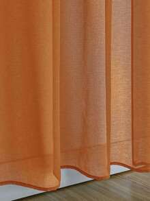 1 件白色雪纺薄纱窗帘，设计用于过滤光线同时保持透明，适用于卧室、办公室、厨房、客厅、书房和家居装饰。﻿ - 橘色 - 查看 3