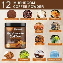 M INCH Mushroom Coffee For Smoothies/Latte, Mushroom Powder Blend (57 Servings) With Lions Mane, Reishi, Cordyceps, Turkey Tail, Chaga - Mushroom Supplement For Energy, Focus, Immune- 8 Oz - 8 oz - Xem 2