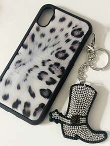 Etui na telefon z nadrukiem w panterkę w stylu retro Y2K, kompatybilne z 'em 17 16 Pro Max 15 14 Pro 13 12 11 Plus, błyszczące etui na telefon, dziewczęca skorupa