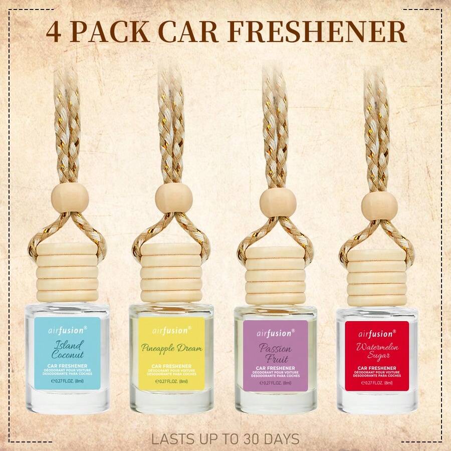 AIR FUSION 4 Pack Hanging Car Air Freshener & Diffuser | 120-Day Long-Lasting Fragrance | 17 Fragrances All Ages - bộ 3 (gói 4) - Xem 1