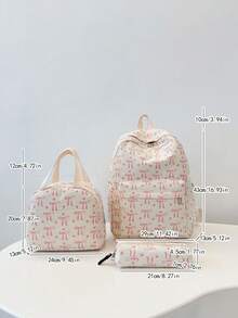Fashionable Versatile Women's Handbag With Small Floral Print, Double Backpack Combination, School Backpack For Students - Beige - View 11