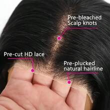 4x4 Put On And Go Glueless Bob Human Hair Wigs Kinky Curly For Women Lace Frontal Human Hair Pre Plucked With Baby Hair 180% Density Natural Color Ready To Go - Natural Black - 查看 7
