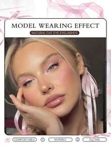 10/7 par pół rzęs, przezroczyste rzęsy na pasku, sztuczne rzęsy w kształcie kociego oka, krótkie, miękkie, sztuczne rzęsy 3D, miękki, naturalny makijaż - Rzęsy Fox - Zobacz 3