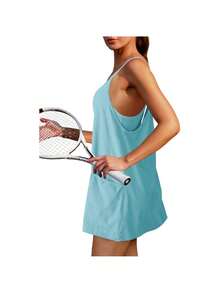 Women's Maternity 2 Piece Outfits Solid Dress Built-In Shorts Pregnancy Loungewear Mama Clothes - 天藍色 - 查看 2