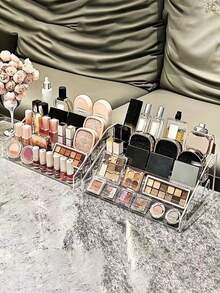 7-Tier Acrylic Stepped Display Rack, Transparent Multi-Layer Makeup Organizer Shelf For Blind Box, Cosmetics Storage,Makeup Bag,Travel Essential - Multicolor - View 5