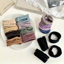 10 piezas de elegantes coleteros para mujer - marrón café y neutros, elásticos sin costuras gruesos, de tela suave para uso diario, con estilo bohemio retro minimalista, accesorios para el cabello lindos, de textura suave y ajuste a la moda