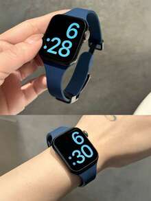 1条硅胶表带，兼容 42mm、38mm、40mm、41mm、44mm、45mm、46mm、49mm，时尚智能手表替换表带，适用于Series Ultra2、Ultra SE2、SE 11、10、9、8、7、6、5、4、3、2、1，男女通用，是学生返校的理想礼物 - 午夜藍 - 查看 8