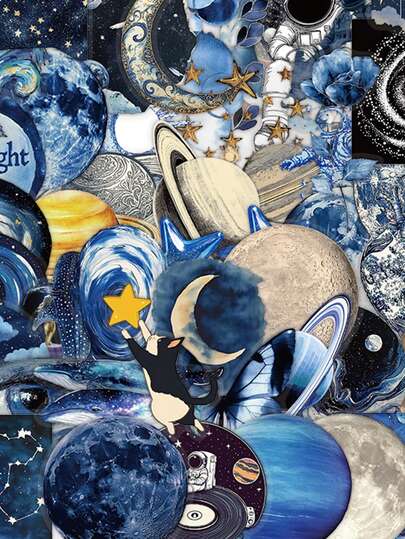 50 ชิ้น Azure Space สติกเกอร์กราฟิตี้ศิลปะ สติกเกอร์ใสกันน้ำ สร้างสรรค์ตกแต่ง เคสโทรศัพท์ แล็ปท็อป กีตาร์ แก้ว กล่องเครื่องเขียน สติกเกอร์ DIY