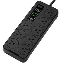 8-Port Multi-Plug With 3 USB Ports, 1 Type-C, 2-Meter Cable - US A Type Plug(110-127V) - View 2