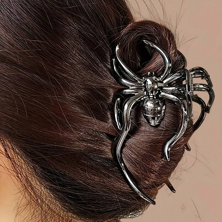 1 Metal Spider Hair Clip Shark Clip Sweet Cool Big Head Hair Accessory Hairpin - 金色 - 查看 1