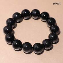 10/12/14/16mm Classic Black Agate Natural Stone Bracelet Men Charms Beaded Elastic Bracelets - 14毫米 - 查看 10
