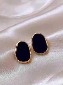 1 Pair Minimalist Asymmetrical Geometric Everyday Casual Unique Classic Retro Elegant Women Earrings - Black - View 8