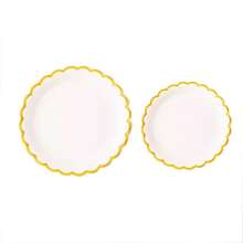 100/50 piezas Platos de papel con borde dorado, platos de papel marfil de 7 pulgadas/9 pulgadas con borde dorado, juego de platos de papel blanco, adecuado para cumpleaños, bodas, Navidad, Año Nuevo, despedida de soltera, suministros de fiesta, decoración