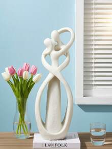 Abstract Romantic Couple Sculpture Modern Art Statue, Minimalist White Resin Lovers Figurine Ornament For Home Decor, Creative Intimate Lovers Shape Decorative Accent, Perfect Valentine's Day Anniversary Housewarming Gift For Bedroom Living Room Tabletop Decoration Suitable For Room Decoration, Home Decoration, Birthday Decoration, Kitchen, Wedding, Bedroom Decoration, Living Room Decoration, Gift, Party Decoration