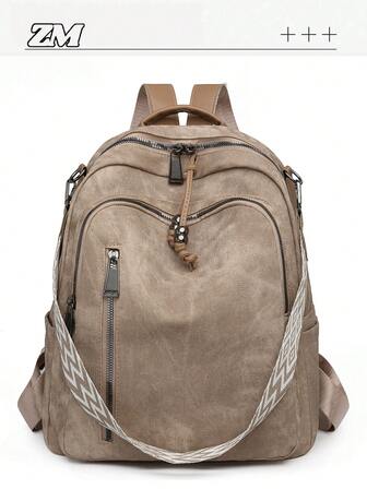 Fashion Simple Retro Women's Backpack, With Multiple Pockets And Zippers, Suitable For Daily Use, Commuting, Outdoor, Accommodating Laptops, Backpacks For College Students, Teen Boys And Girls, Perfect For University, Business, Work, Commuting High School, Outdoor, Travel, Climbing, Sports Field, Sports, Outing,
