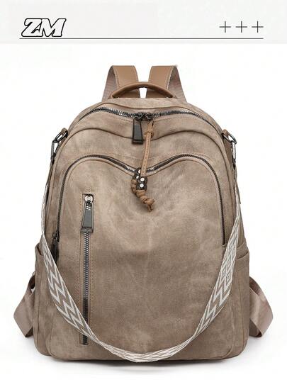 Modischer Retro-Stil Damen Rucksack, Multi-Taschen Reißverschluss Design, geeignet für den täglichen Gebrauch, Pendeln, Outdoor-Aktivitäten, kann Laptop aufnehmen, ideal für Studenten, Teenager, auch für Universität, Geschäft, Arbeit, Schulweg, Outdoor-Reisen, Wandern, Sport, Picknick und andere Anlässe.