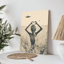 1 件，帆布裱框壁画，复古外星人壁画，专为 UFO 爱好者和超自然现象爱好者制作，外星人壁画，UFO 海报，科幻主题，外星人艺术，复古家居装饰，房间装饰，宿舍装饰，教室装饰 - 彩色 - 查看 6