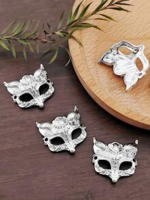 8pcs Jewellery Making Connectors. Two Holes Alloy, Openwork, Fox Mask Pendant. Bracelet Accessories.Charms For Jewelry Making,Trinkets,Wedding Items, Charm Bracelet,Charms.Birthday Parties, Halloween, Christmas Decorations, Adult Craft Supplies,Suitable For Earrings, Necklaces, Amulets, Bracelets DIY Jewellery Making. - Multicolor - View 5