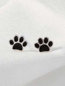 1 Pair Fashionable Cute Puppy Paw Print Stud Earrings, Suitable For Daily Wear - one-size - View 8