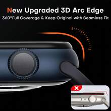ZYONS 2Pcs 3D Curved Edge Screen Protector Compatible With Apple Watch 49mm 46mm 45mm 42mm 40mm 44mm Ultra 3 SE 3 Series 11 10 9 8 7 [New Version] Soft HD Transparent PMMA Protective Film Anti-Scratch Touch Sensitive - Black - View 5