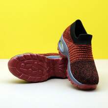 Damskie różowe, codzienne, amortyzowane, amortyzujące, wsuwane tenisówki z dzianiny typu skarpetka, wygodne obuwie do tańca