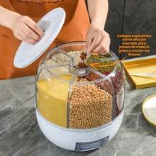 NEW - 6-In-1 Rotating Food Dispenser For Grains And Cereals 24cm With Airtight Lid D.K.L - Nhiều màu - Xem 6