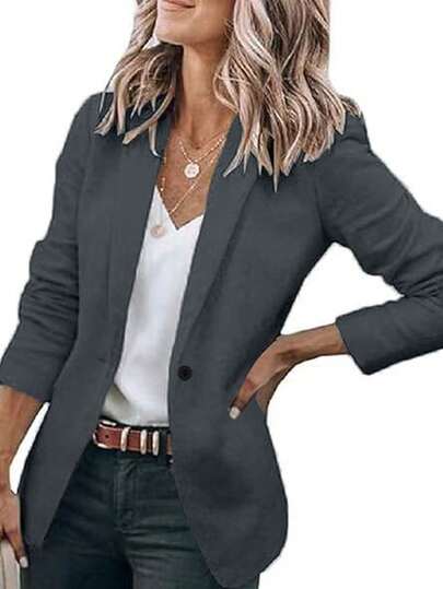 European And American Autumn/Winter New Fashion Elegant Lapel Single-Button Slim Fit Women's Blazer