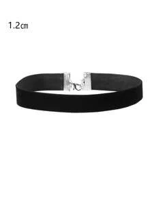 1pc Fashion Punk Style Black Velvet 1.2cm Wide Choker Necklace For Women - Width 1.2cm - View 2