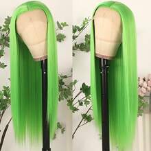 13x4 Free Part Mint Green Long Straight Lace Front Wigs Glueless Long Silky Straight Wigs Pre Plucked HD Lace 180% Density Light Green Wig Soft Free Part Wear And Go Lace Front Wigs For Fashion Women Party & Daily Wear 26 Inch - 綠色 - 查看 5