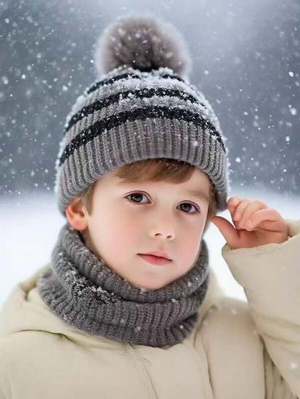 1pc Kids Winter Hat With Thickened Ear Protection, Knit Balaclava For Boys And Girls - Cute Cartoon Design, Lightweight & Warm, Perfect For Daily Outings, Hiking, And Outdoor Activities, Fits -6-8, Kids Winter Hat