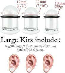 12Pcs Glass Stretching Kit With Rubber O-Rings For Body Piercing - White - View 10