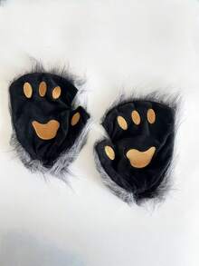 万圣节和圣诞节时尚毛绒狼手套